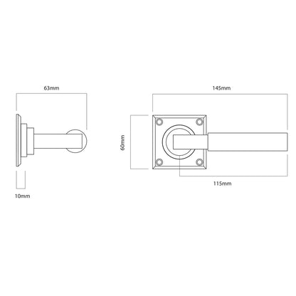 Iver Berlin Door Lever Handle on Chamfered Square Rose