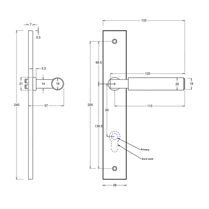 Iver Berlin Door Lever Handle on Rectangular Backplate Brushed Brass