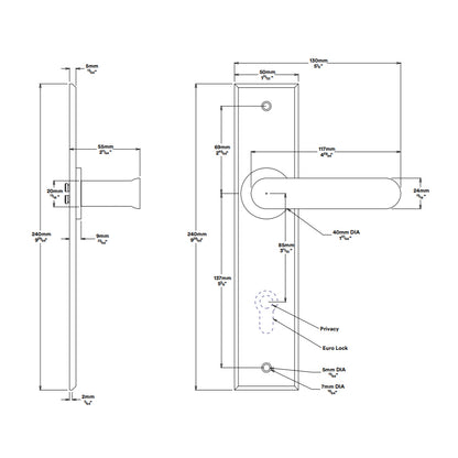 Iver Bronte Door Lever Handle on Chamfered Backplate Brushed Chrome