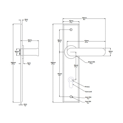 Iver Bronte Door Lever Handle on Chamfered Backplate Matt Black