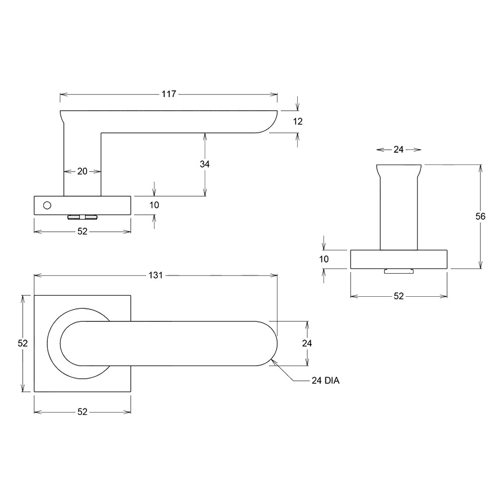 Iver Bronte Door Lever Handle on Square Rose Passage