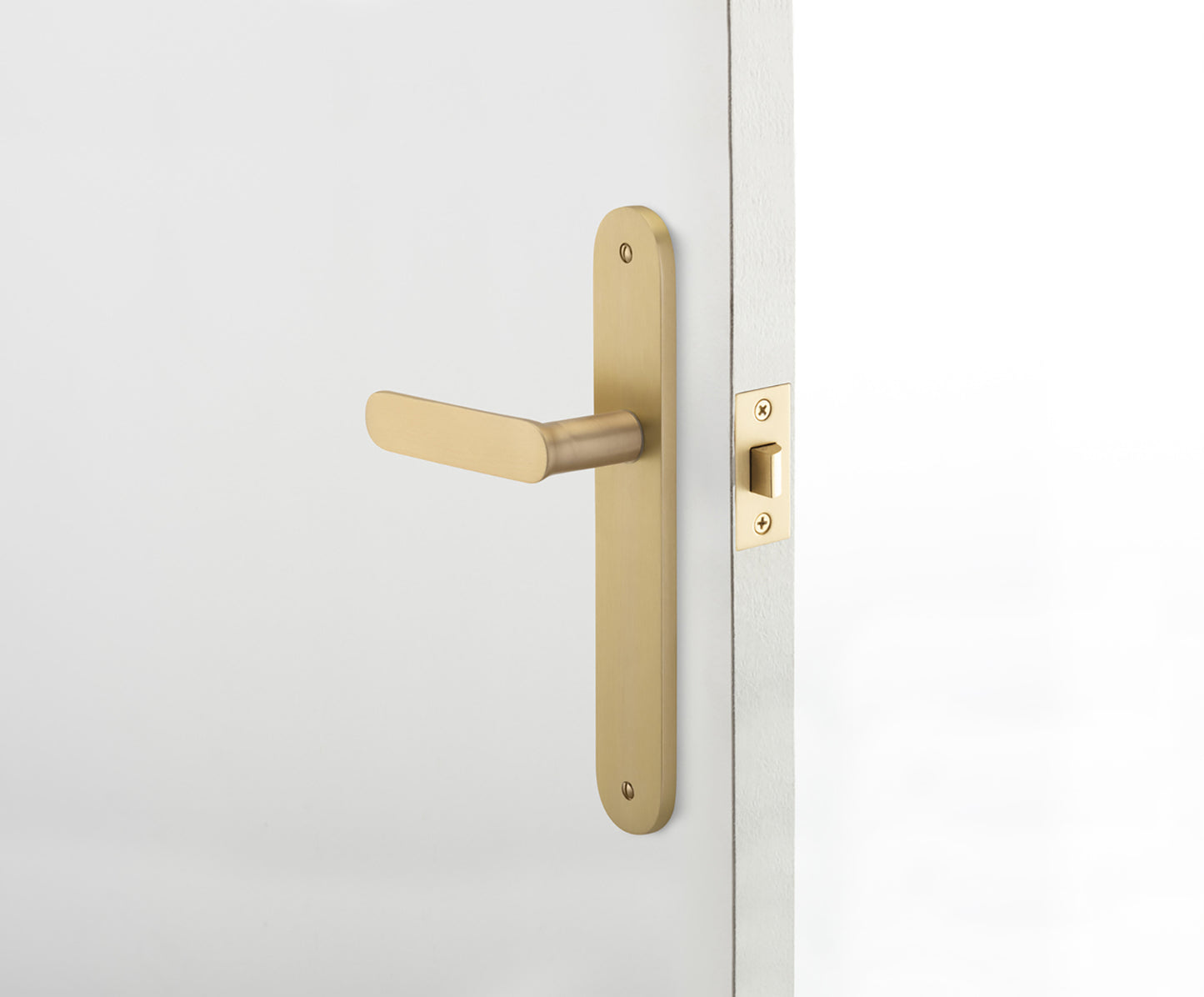 Iver Bronte Door Lever Handle on Oval Backplate Brushed Brass