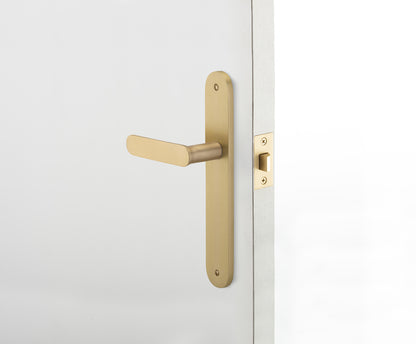 Iver Bronte Door Lever Handle on Oval Backplate Brushed Chrome