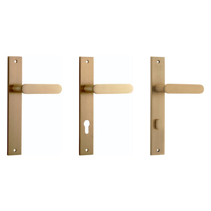 Iver Bronte Door Lever Handle on Rectangular Backplate Brushed Brass