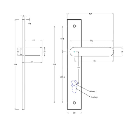 Iver Bronte Door Lever Handle on Rectangular Backplate Brushed Brass