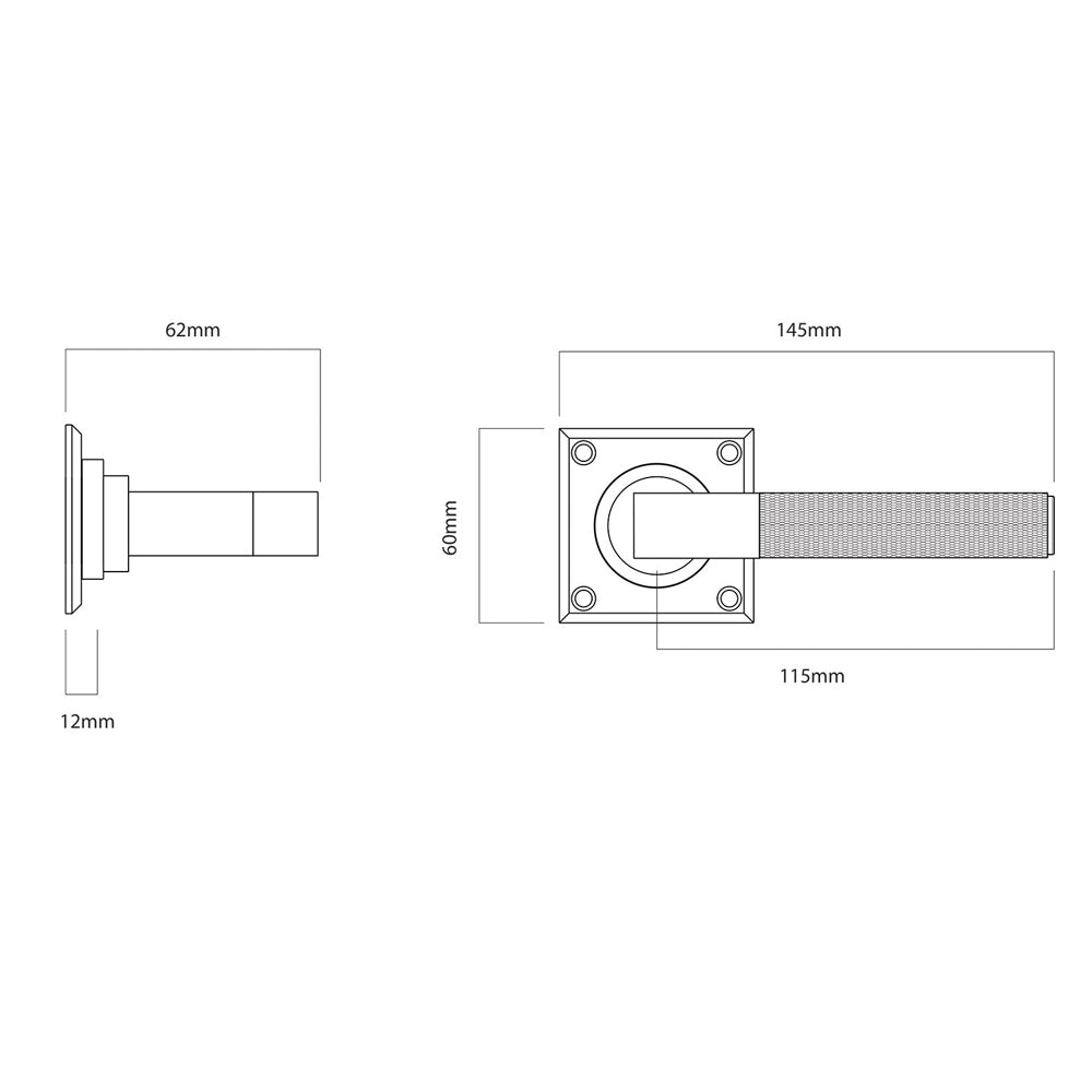 Iver Brunswick Door Lever Handle on Chamfered Square Rose