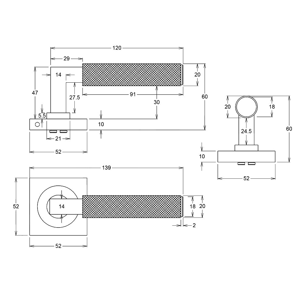 Iver Brunswick Door Lever Handle on Square Rose Passage