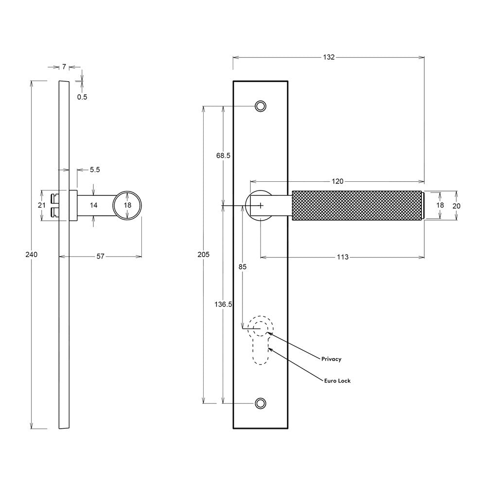Iver Brunswick Door Lever Handle on Rectangular Backplate Polished Chrome