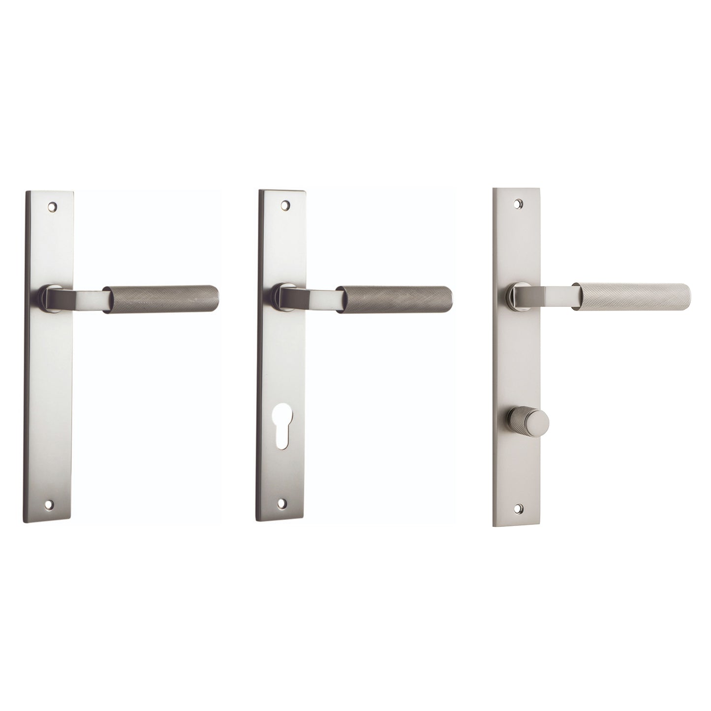Iver Brunswick Door Lever Handle on Rectangular Backplate Satin Nickel