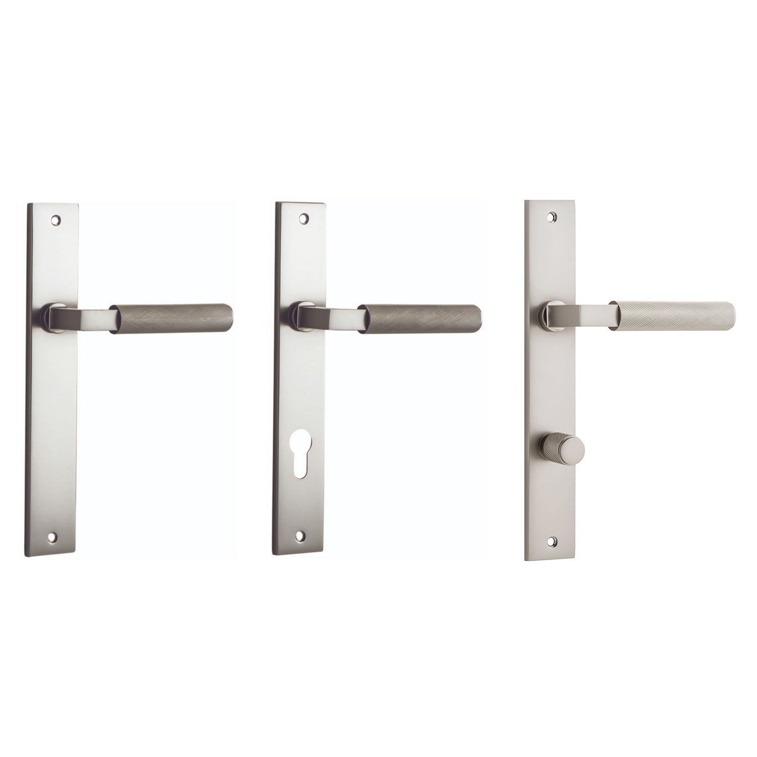 Iver Brunswick Door Lever Handle on Rectangular Backplate Satin Nickel