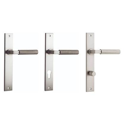 Iver Brunswick Door Lever Handle on Rectangular Backplate Satin Nickel