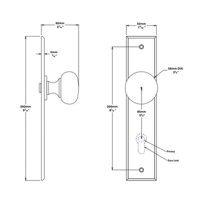 Iver Cambridge Door Knob on Chamfered Backplate Brushed Chrome