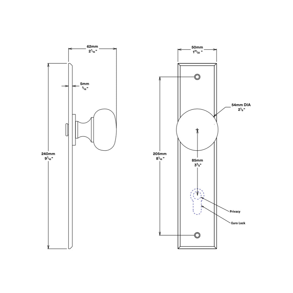 Iver Cambridge Door Knob on Chamfered Backplate Matt Black