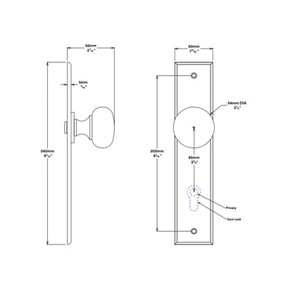 Iver Cambridge Door Knob on Chamfered Backplate Matt Black