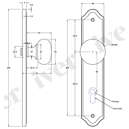 Iver Cambridge Door Knob on Shouldered Backplate Matt Black