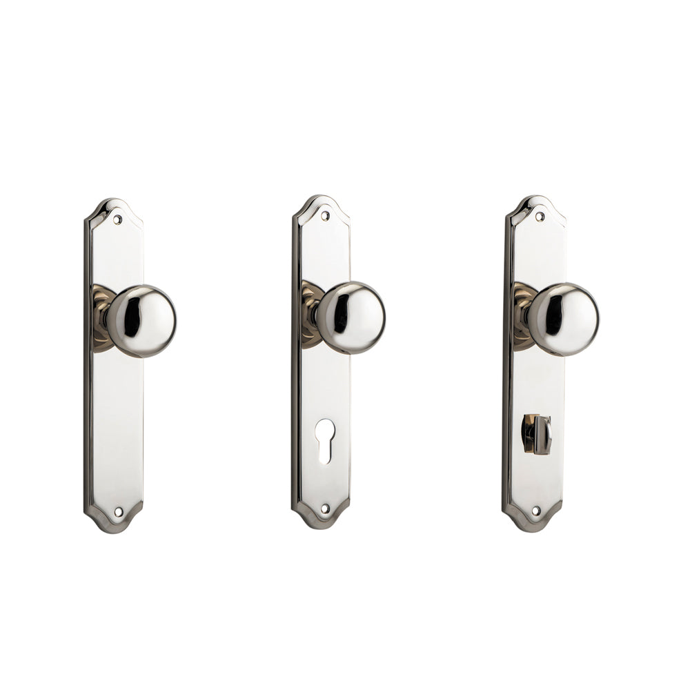 Iver Cambridge Door Knob on Shouldered Backplate Polished Nickel