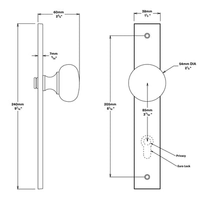Iver Cambridge Door Knob on Rectangular Backplate Brushed Brass