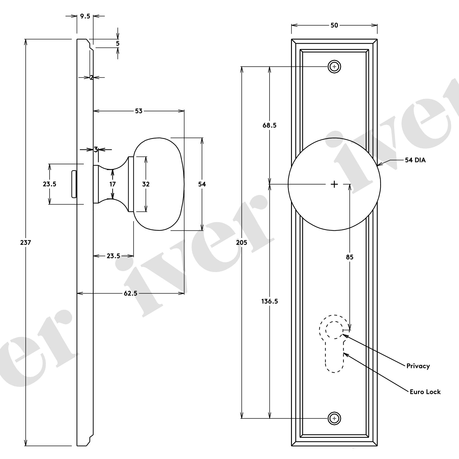 Iver Cambridge Door Knob on Stepped Backplate Polished Brass