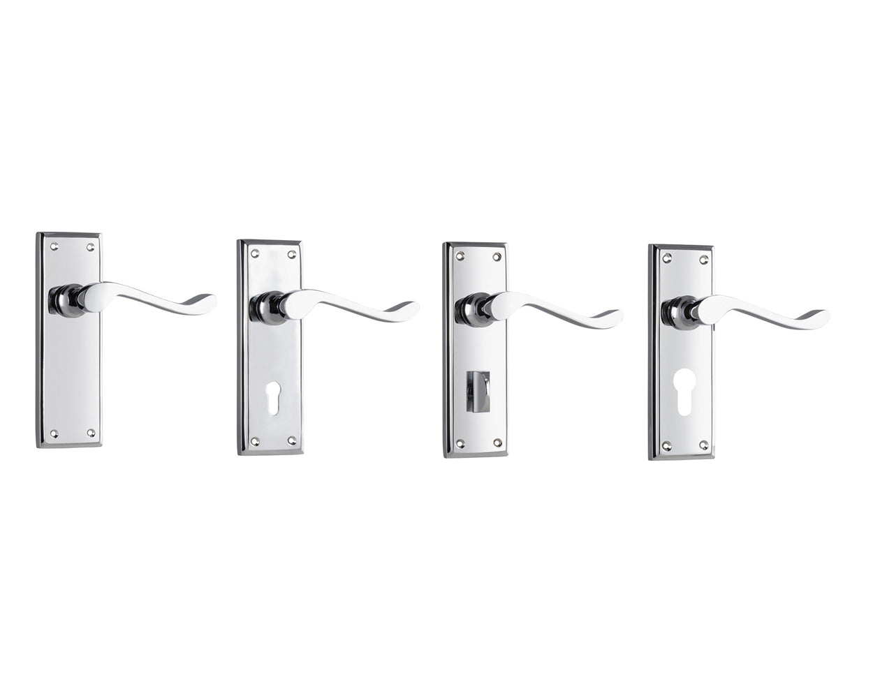 Tradco Camden Door Lever Handle on Rectangular Backplate Chrome Plated