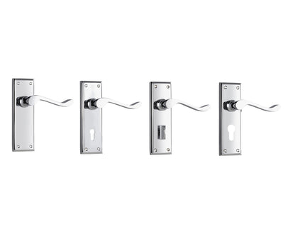 Tradco Camden Door Lever Handle on Rectangular Backplate Chrome Plated