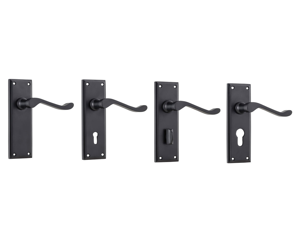 Tradco Camden Door Lever Handle on Rectangular Backplate Matt Black