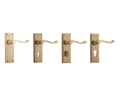 Tradco Camden Door Lever Handle on Rectangular Backplate Satin Brass