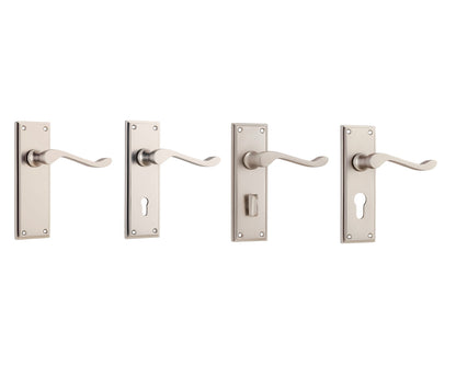 Tradco Camden Door Lever Handle on Rectangular Backplate Satin Nickel