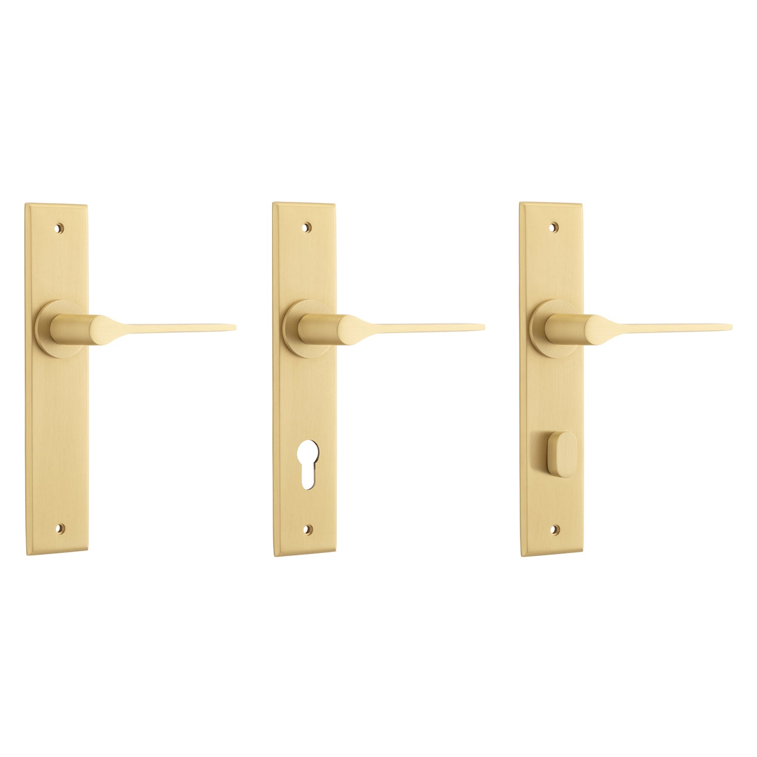 Iver Como Door Lever Handle on Chamfered Backplate Brushed Brass