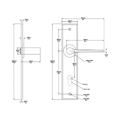 Iver Como Door Lever Handle on Chamfered Backplate Brushed Brass