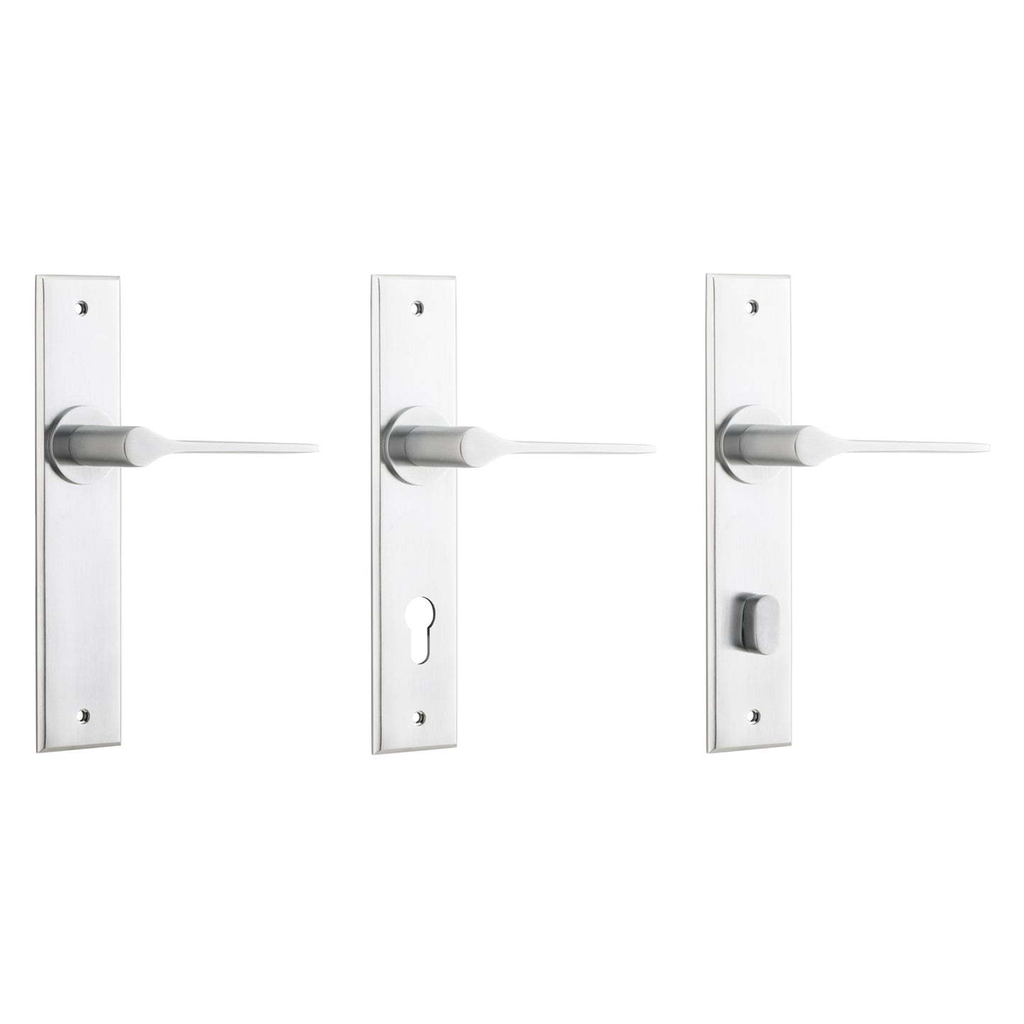 Iver Como Door Lever Handle on Chamfered Backplate Brushed Chrome