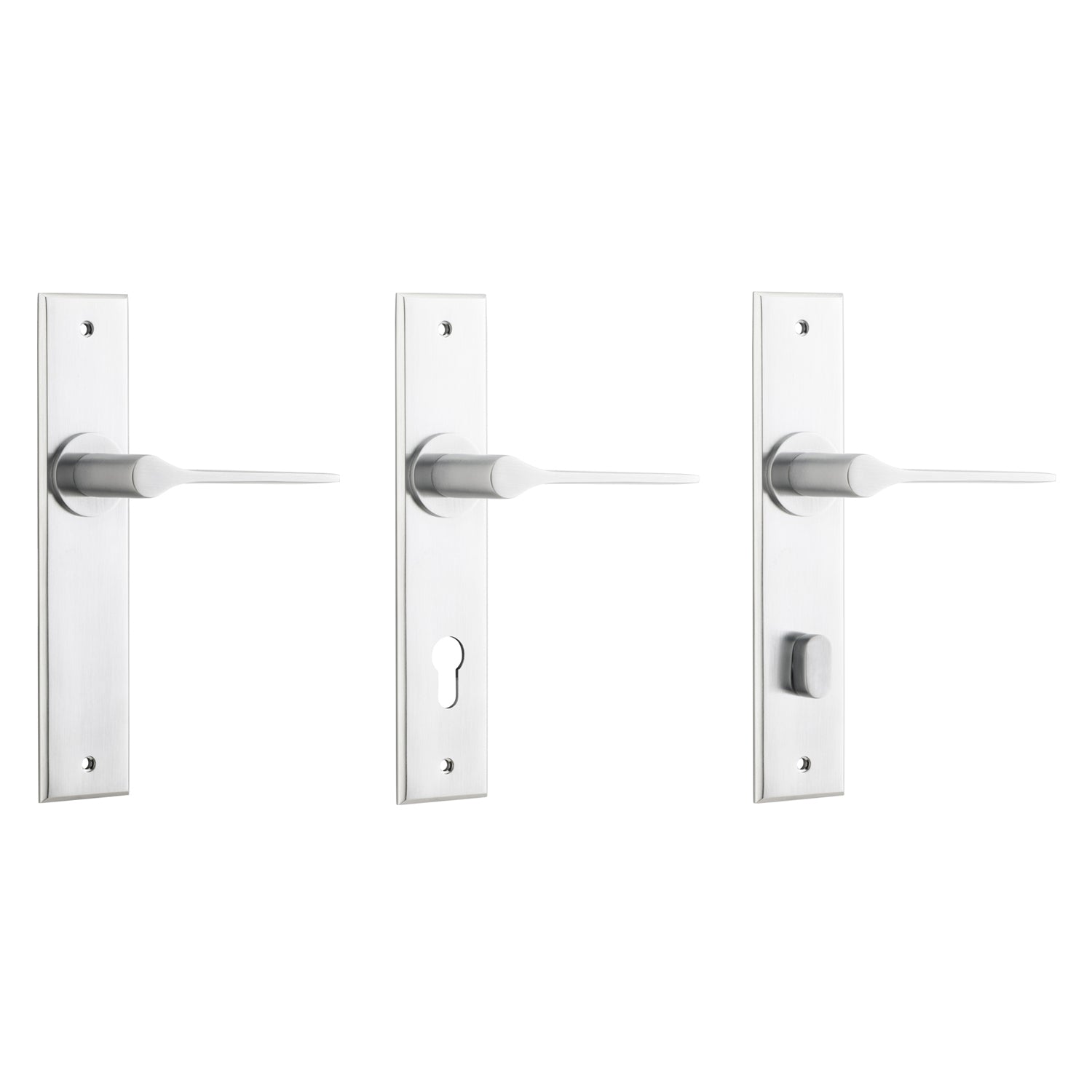 Iver Como Door Lever Handle on Chamfered Backplate Brushed Chrome