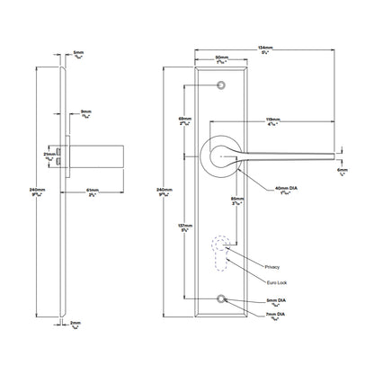 Iver Como Door Lever Handle on Chamfered Backplate Brushed Chrome