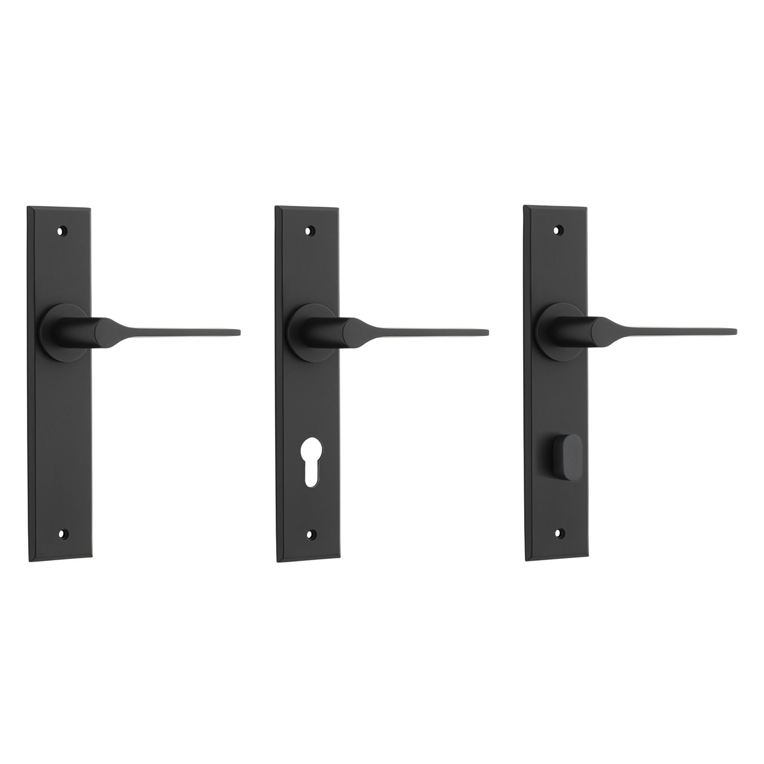 Iver Como Door Lever Handle on Chamfered Backplate Matt Black