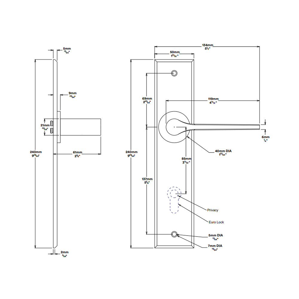 Iver Como Door Lever Handle on Chamfered Backplate Matt Black