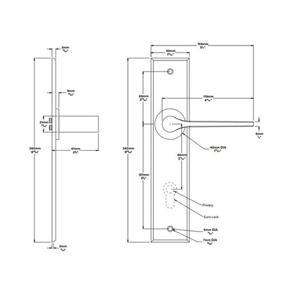 Iver Como Door Lever Handle on Chamfered Backplate Matt Black
