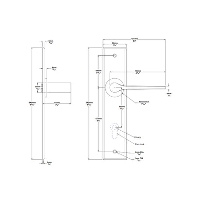 Iver Como Door Lever Handle on Chamfered Backplate Satin Nickel