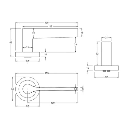 Iver Como Door Lever Handle on Round Rose Passage