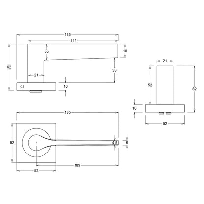 Iver Como Door Lever Handle on Square Rose Passage