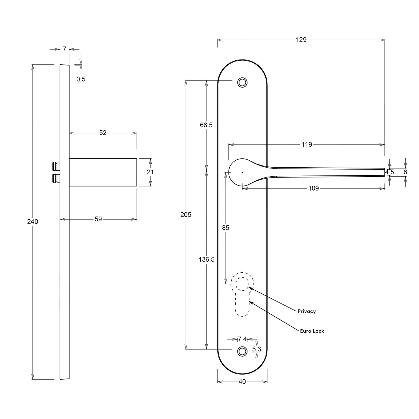 Iver Como Door Lever Handle on Oval Backplate Brushed Brass
