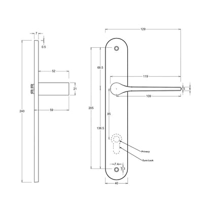 Iver Como Door Lever Handle on Oval Backplate Brushed Chrome