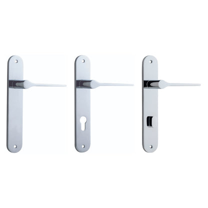 Iver Como Door Lever Handle on Oval Backplate Polished Chrome