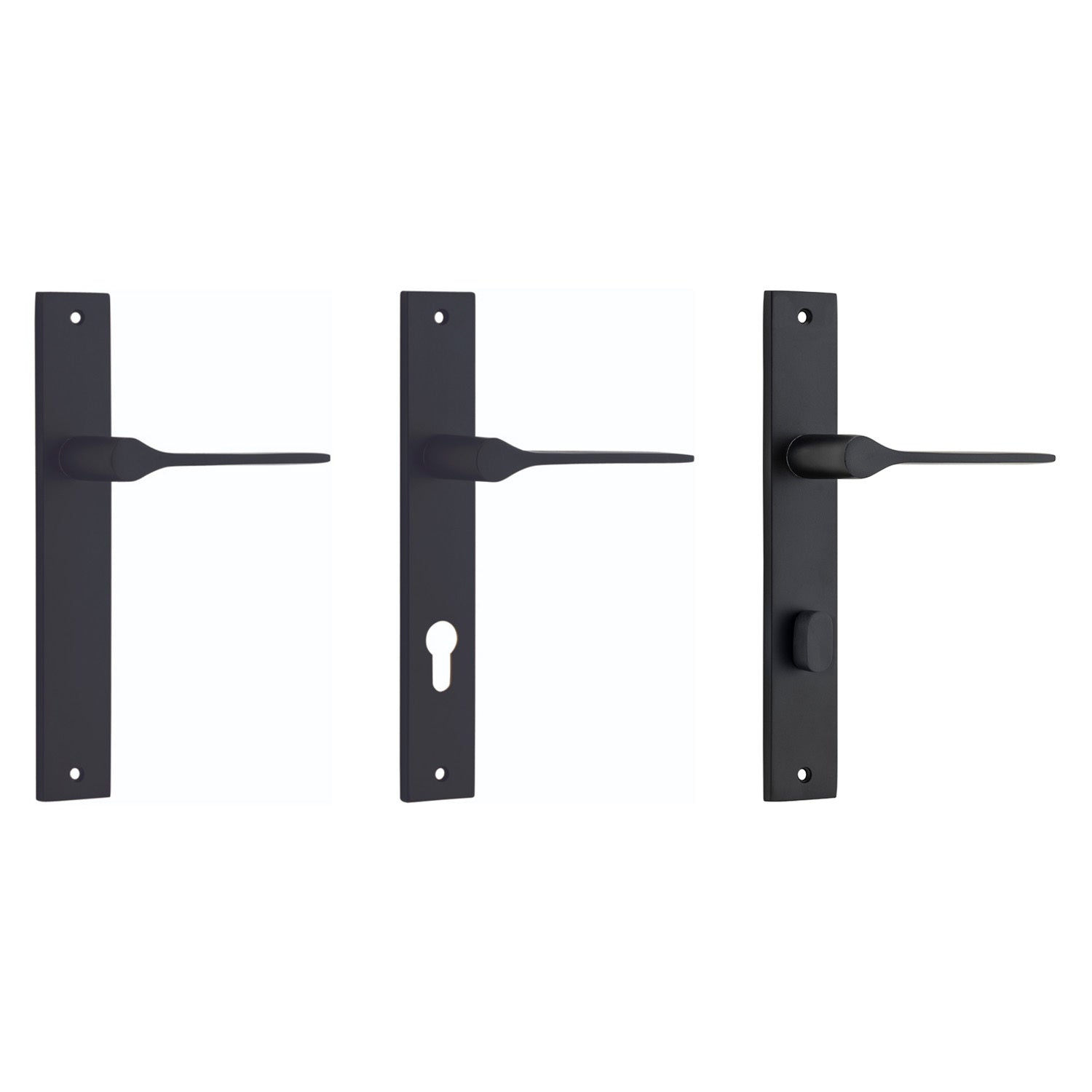 Iver Como Door Lever Handle on Rectangular Backplate Matt Black