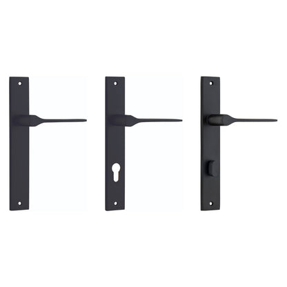 Iver Como Door Lever Handle on Rectangular Backplate Matt Black