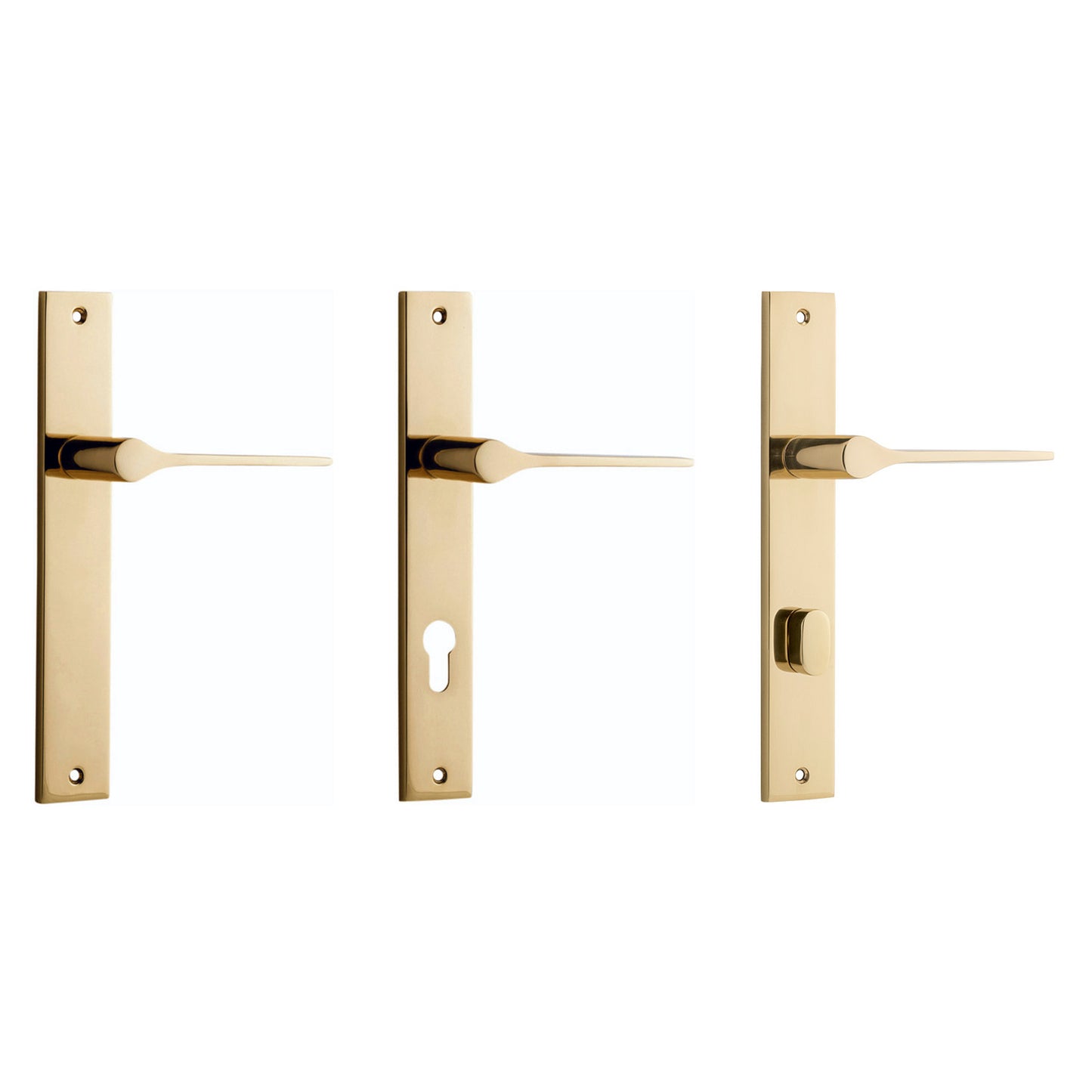 Iver Como Door Lever Handle on Rectangular Backplate Polished Brass