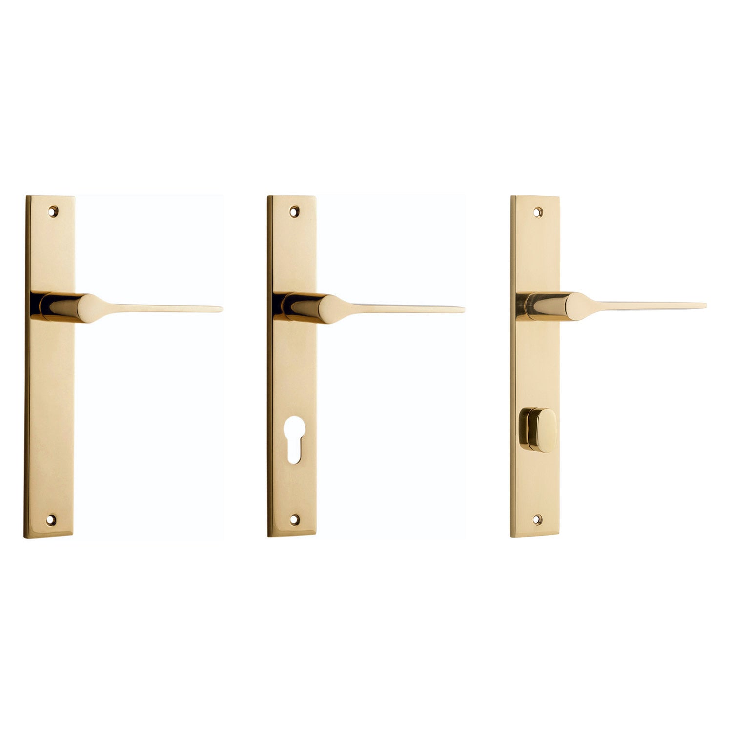 Iver Como Door Lever Handle on Rectangular Backplate Polished Brass