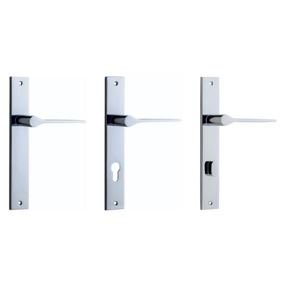 Iver Como Door Lever Handle on Rectangular Backplate Polished Chrome