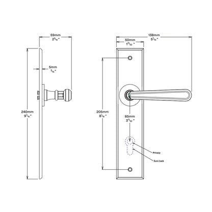Iver Copenhagen Door Lever Handle on Chamfered Backplate Brushed Chrome