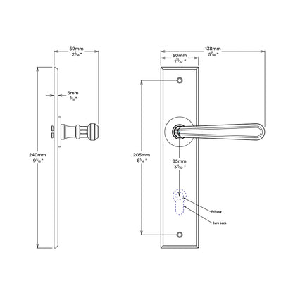 Iver Copenhagen Door Lever Handle on Chamfered Backplate Polished Chrome