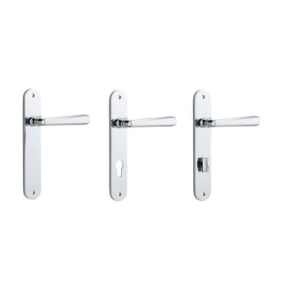 Iver Copenhagen Door Lever Handle on Oval Backplate Polished Chrome
