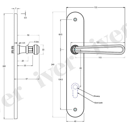 Iver Copenhagen Door Lever Handle on Oval Backplate Signature Brass